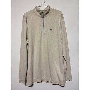 Tommy Bahama Men Size XL Light Tan 1/4 Zip Pullover Modal Polyester Blend